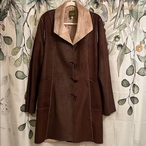 Vintage faux fur long coat, so soft. Medium weight, one button open coat design